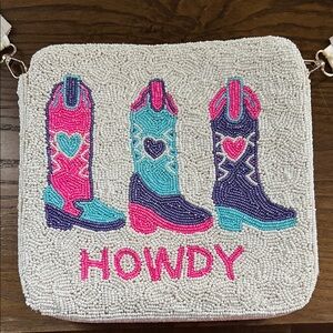 Beaded Cowboy Boot Shoulder Bag